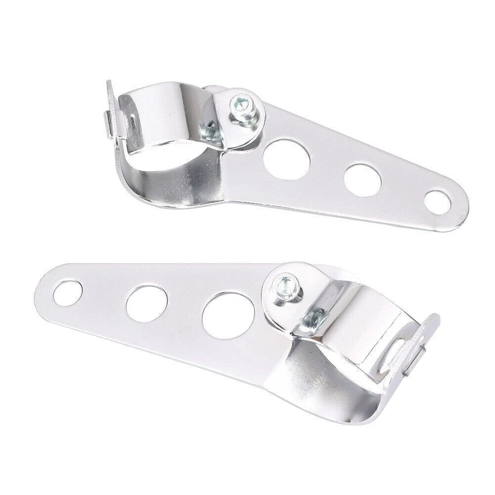 Fork Mount Headlight Brackets for Cafe Racer Bobber Chopper Silver