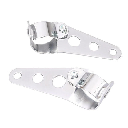 Fork Mount Headlight Brackets for Cafe Racer Bobber Chopper Silver