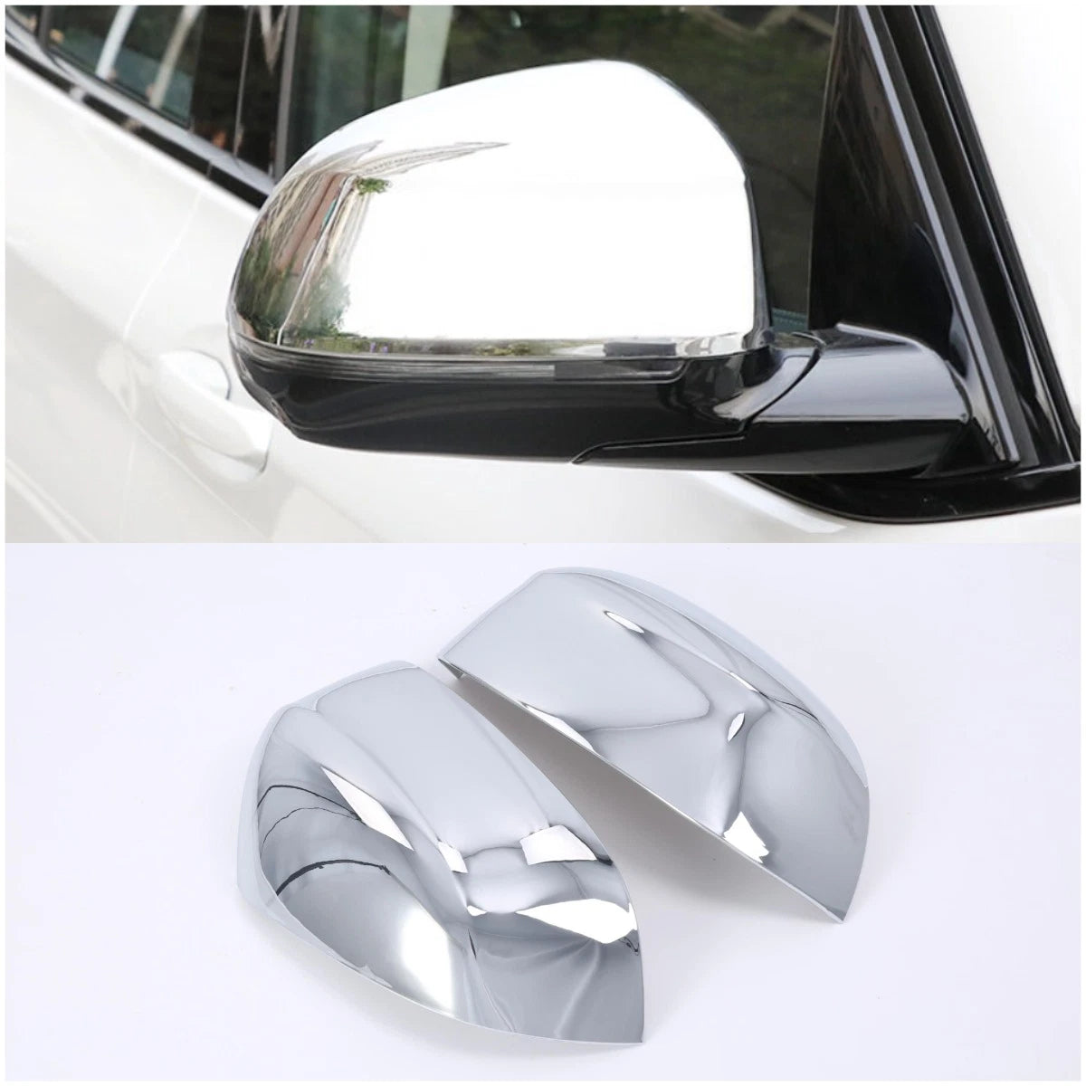 ABS Chrome Side Rearview Mirror Lid Frame Cover Trim for BMW X3 2018-2024