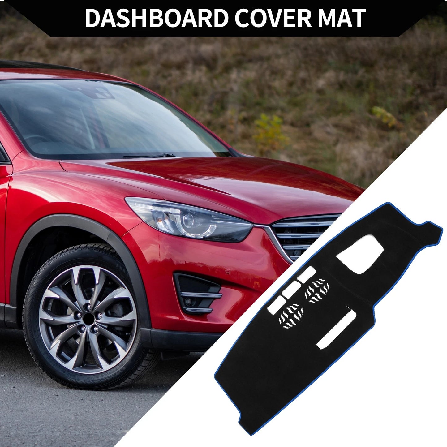 Dashboard Cover Mat for Mazda CX-5 KF (2016-2024) Black Blue 1 Set