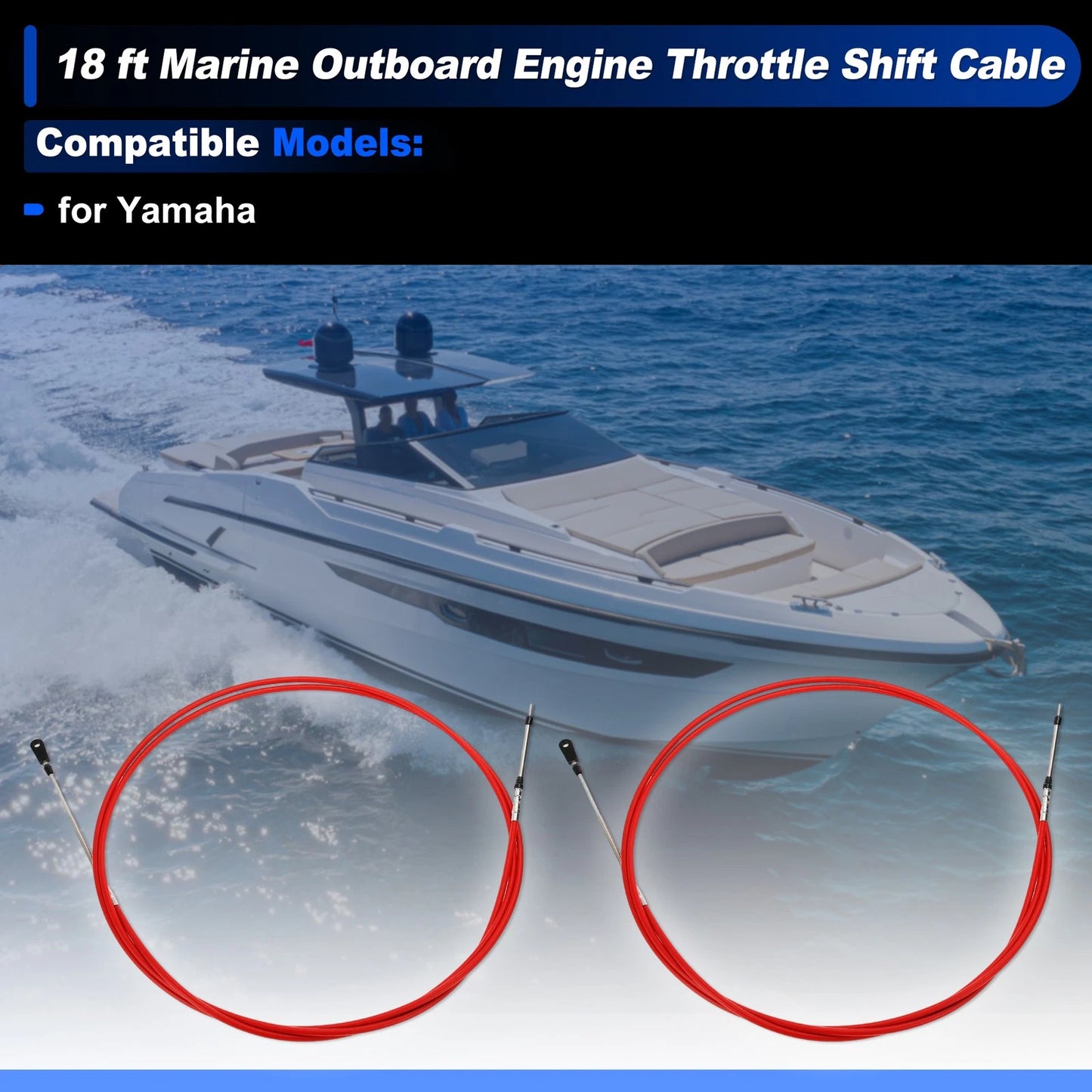 2 x Boat Throttle Shift Control Cable for Yamaha