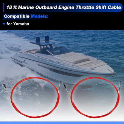 2 x Boat Throttle Shift Control Cable for Yamaha