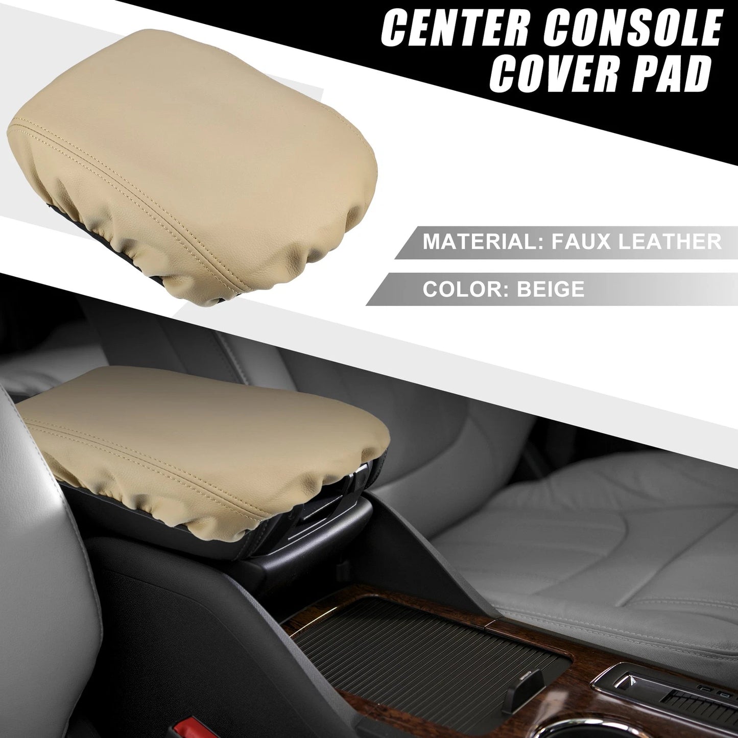 Waterproof Armrest Seat Box Cover for Ford Explorer (2012-2019) Beige