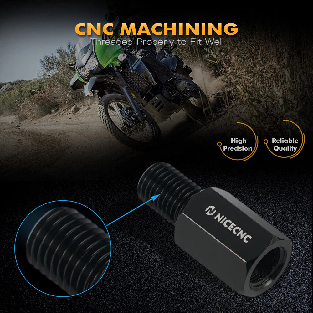 M10x1.25 Mirror Riser Extender for Kawasaki KLR 650 (2008-2024)