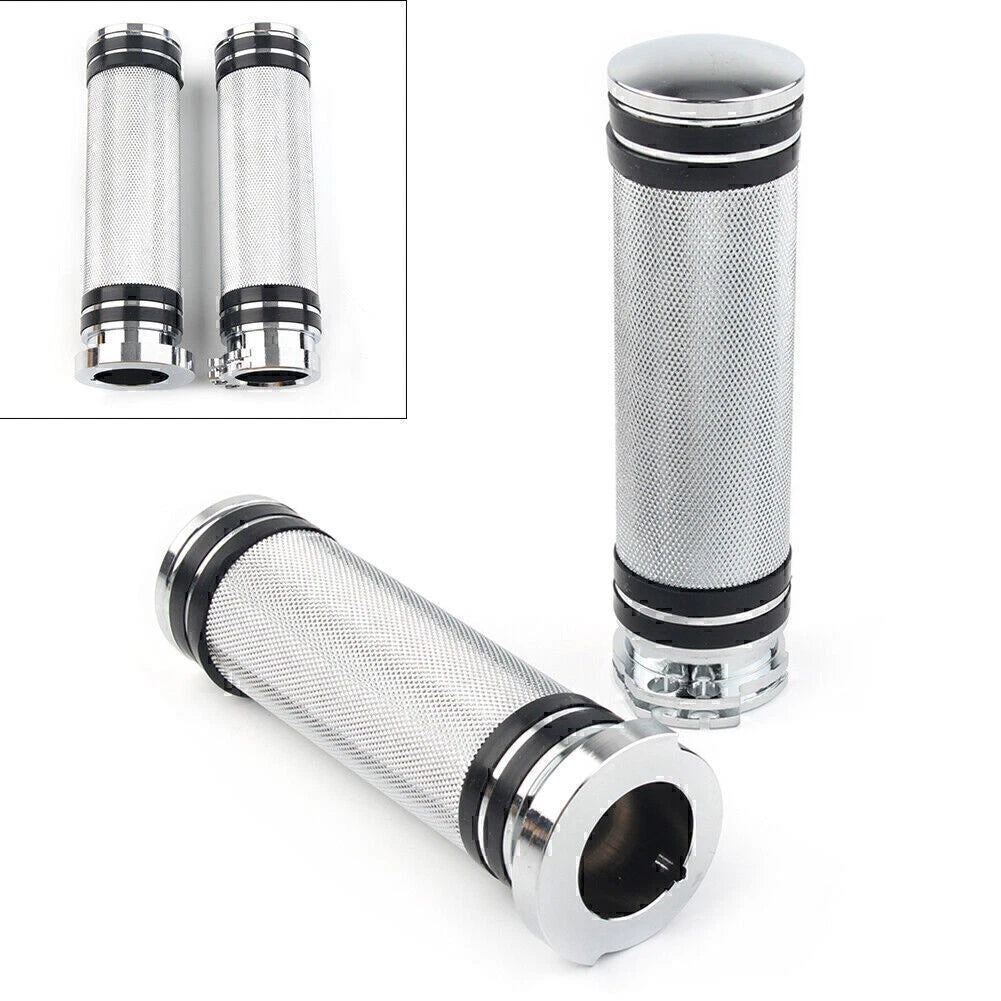 1'' Chrome Handlebar Grips for Harley Sportster, Dyna, Softail, Touring