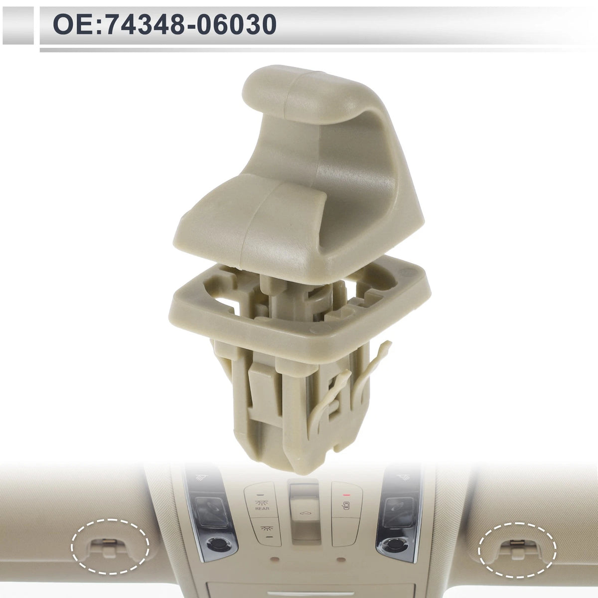 Sun Visor Holder Clip for Toyota Camry Highlander Corolla (2002-2023) Beige