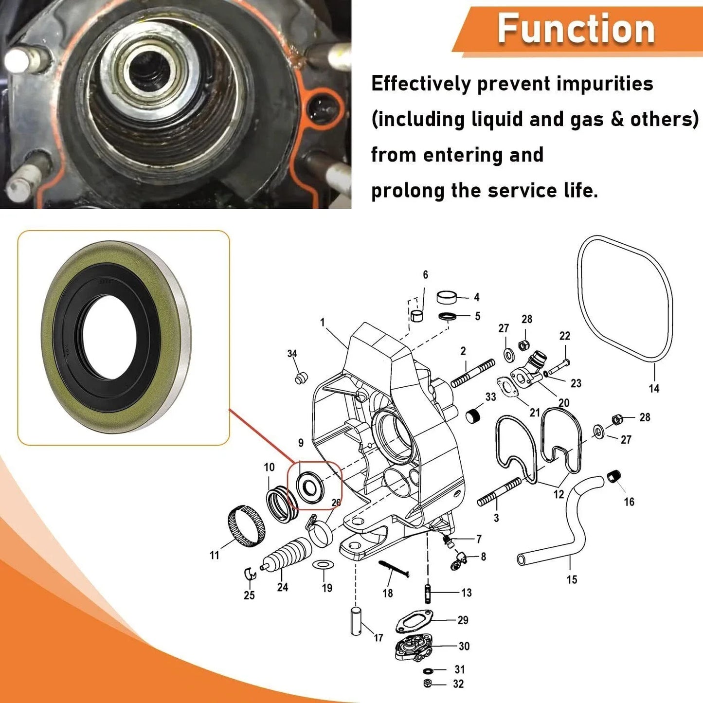 Gimbal Bearing Grease Seal for Mercruiser Alpha One Gen 1/2 Bravos