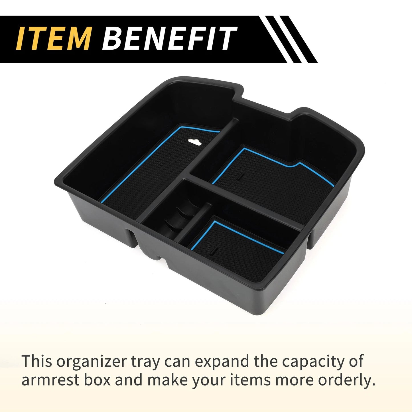 Center Console Organizer Tray for Chevy Silverado 1500 (2007-2013) Black Blue