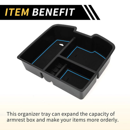 Center Console Organizer Tray for Chevy Silverado 1500 (2007-2013) Black Blue