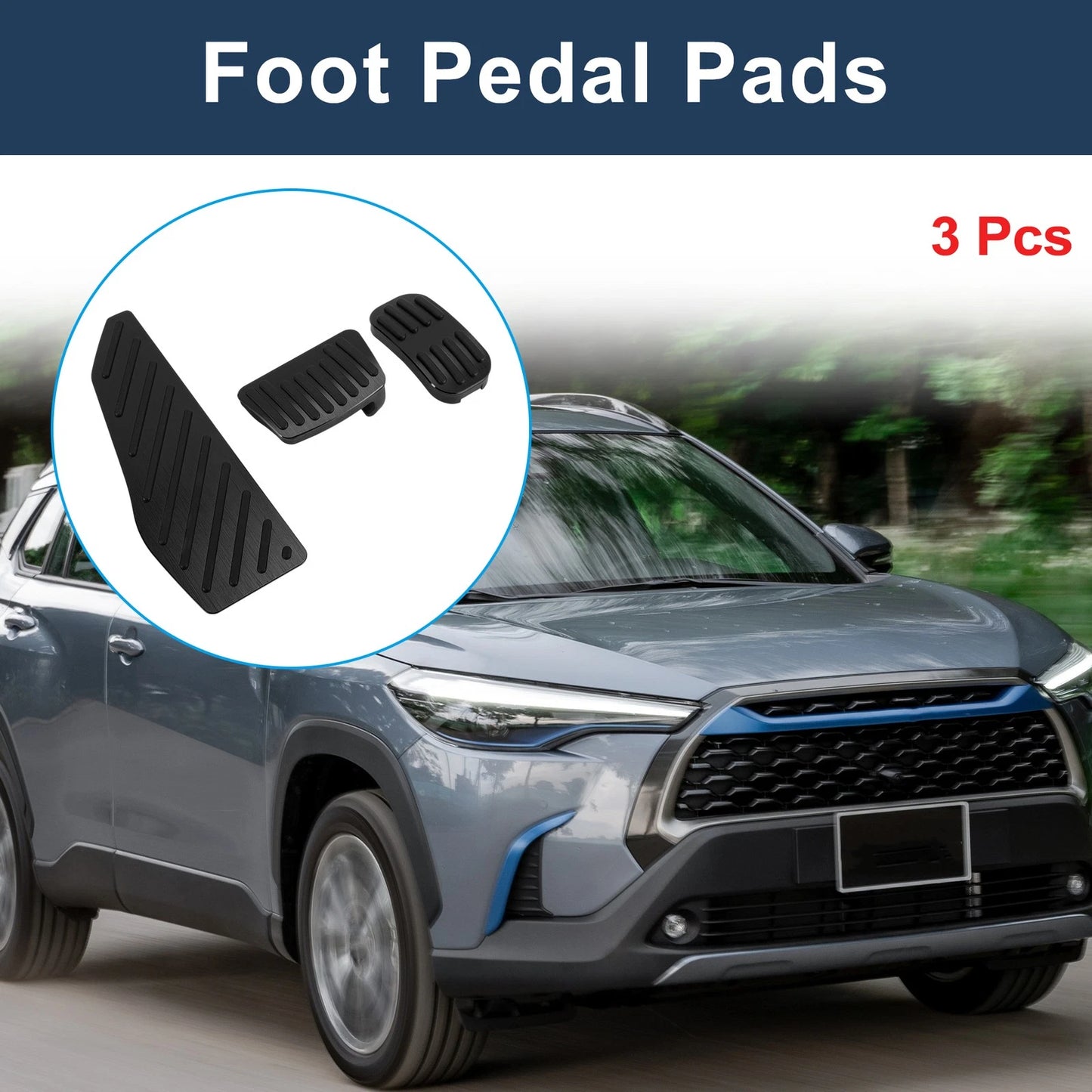3 Pcs Foot Accelerator Pedal Covers for Toyota Corolla Cross Black
