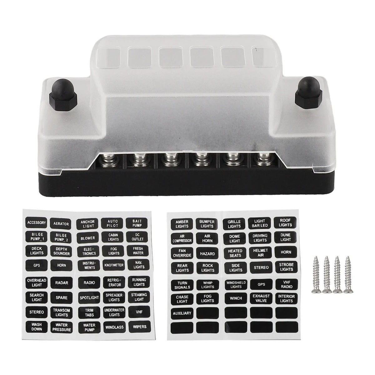 6 Way Car Fuse Box for Vehicles/Boats Compatible with 1A-20A Blade Fuses
