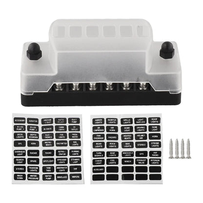 6 Way Car Fuse Box for Vehicles/Boats Compatible with 1A-20A Blade Fuses
