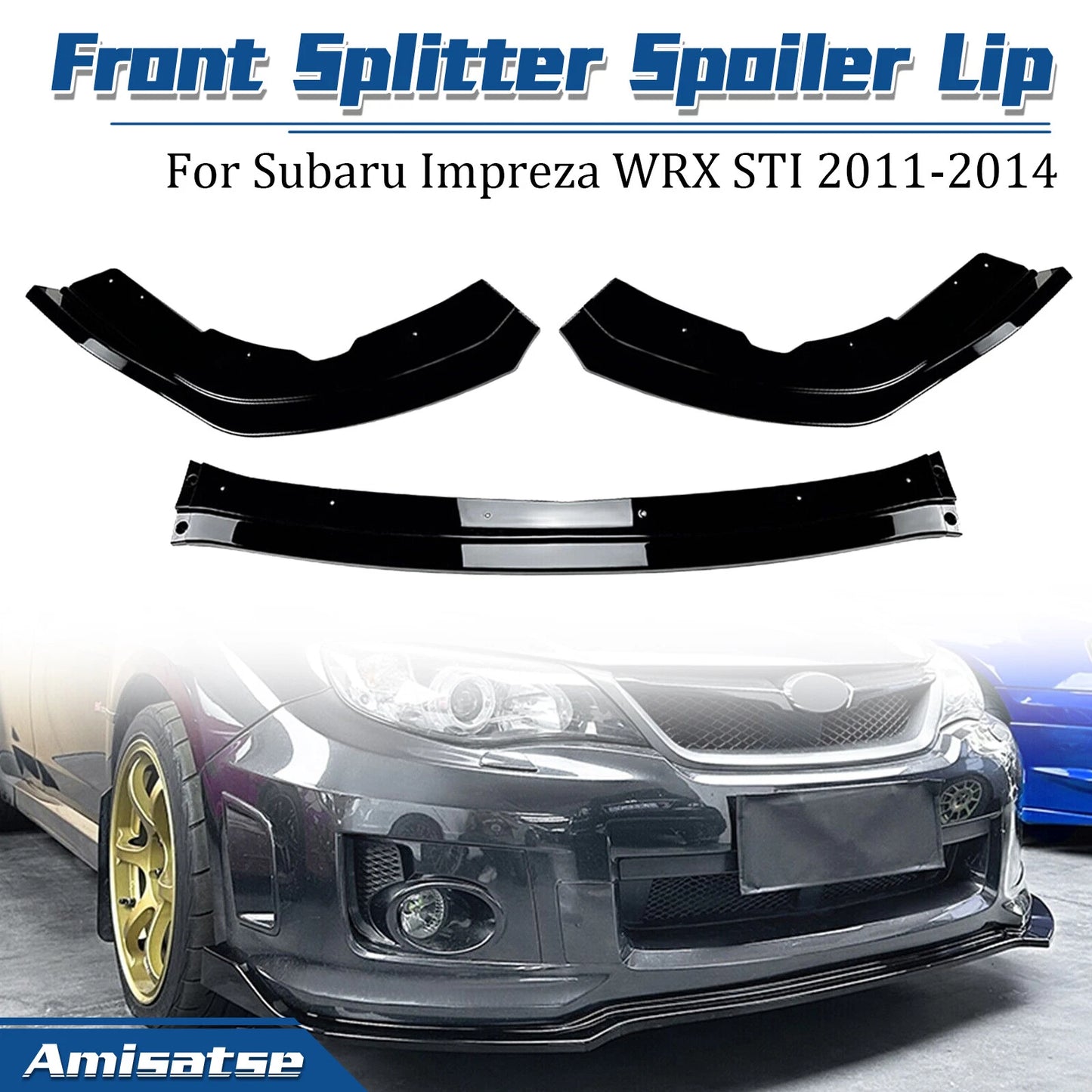 Front Spoiler Lip Splitter for Subaru Impreza WRX STI (2011-2014)