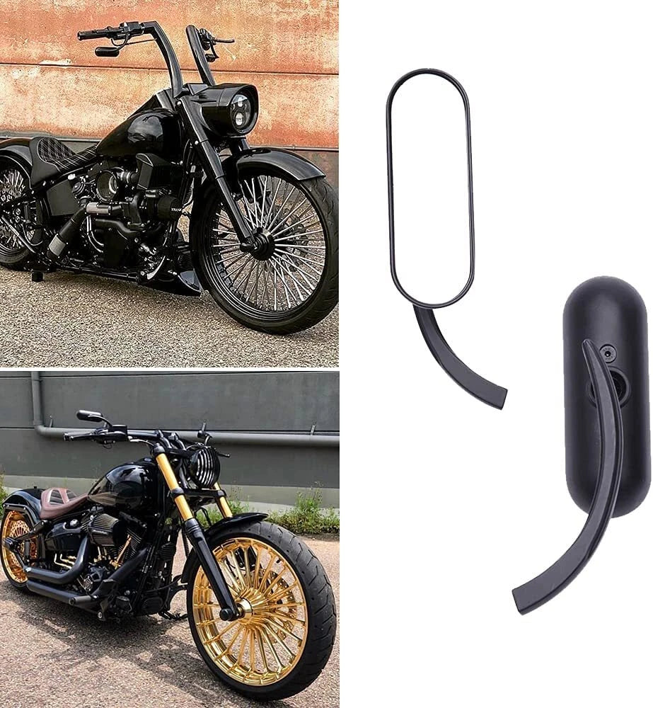 Black Mini Oval Rear View Side Mirrors for Harley V Rod (2002-2017)