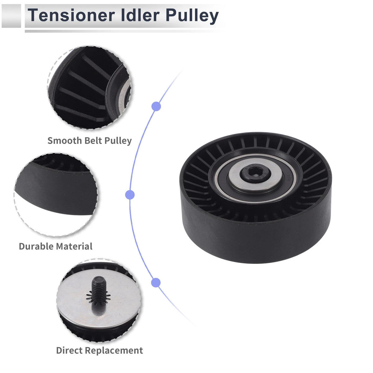 Drive Belt Idler Pulley for BMW 335 (2007 - 2013) Black