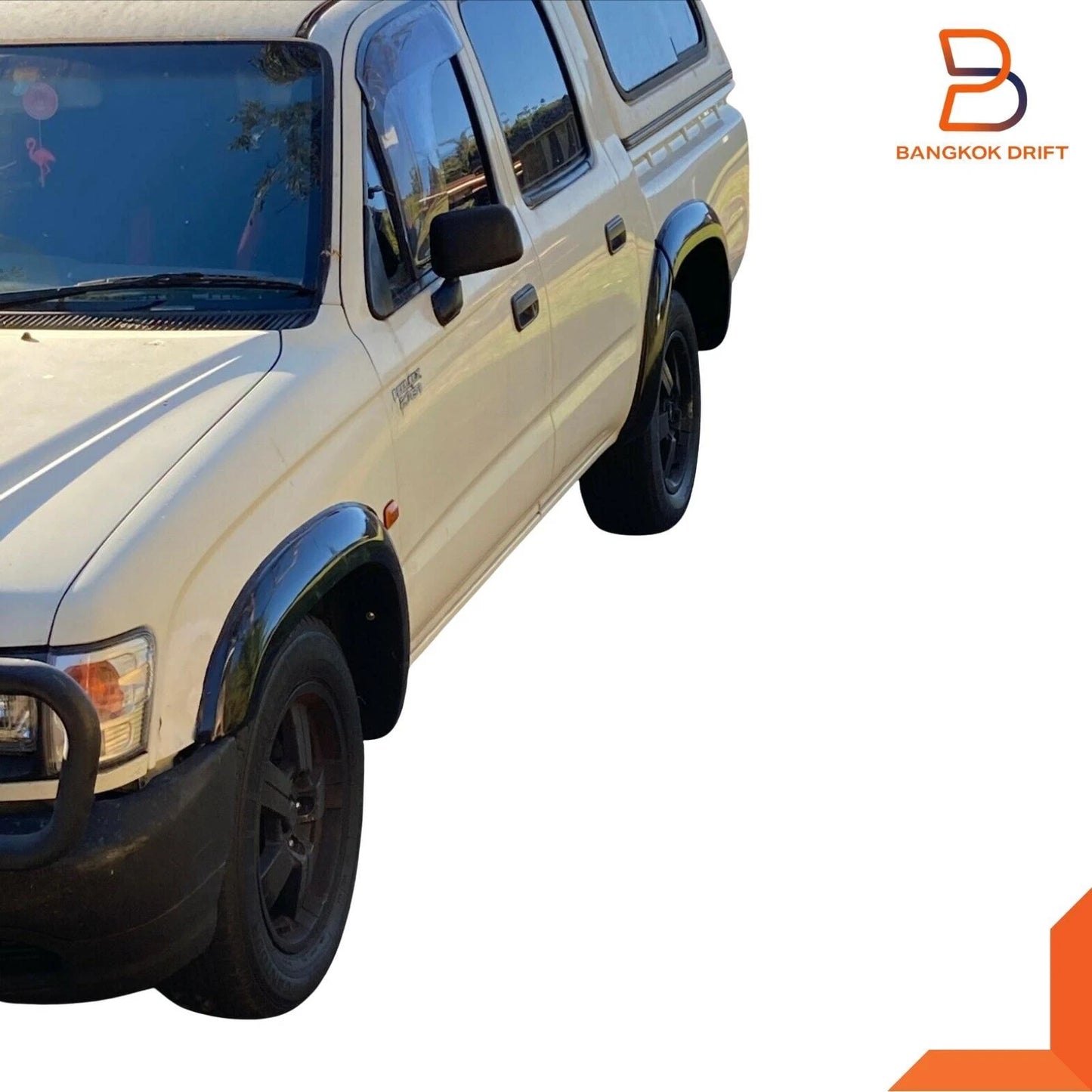 White Rubber Wheel Arch Fender Flares for Toyota Hilux MK4 MK5 (1997-2005)