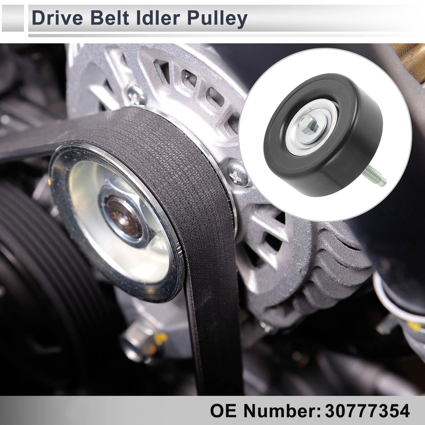 Drive Belt Idler Pulley for Volvo S40 (2009-2012) 1 Pc Black