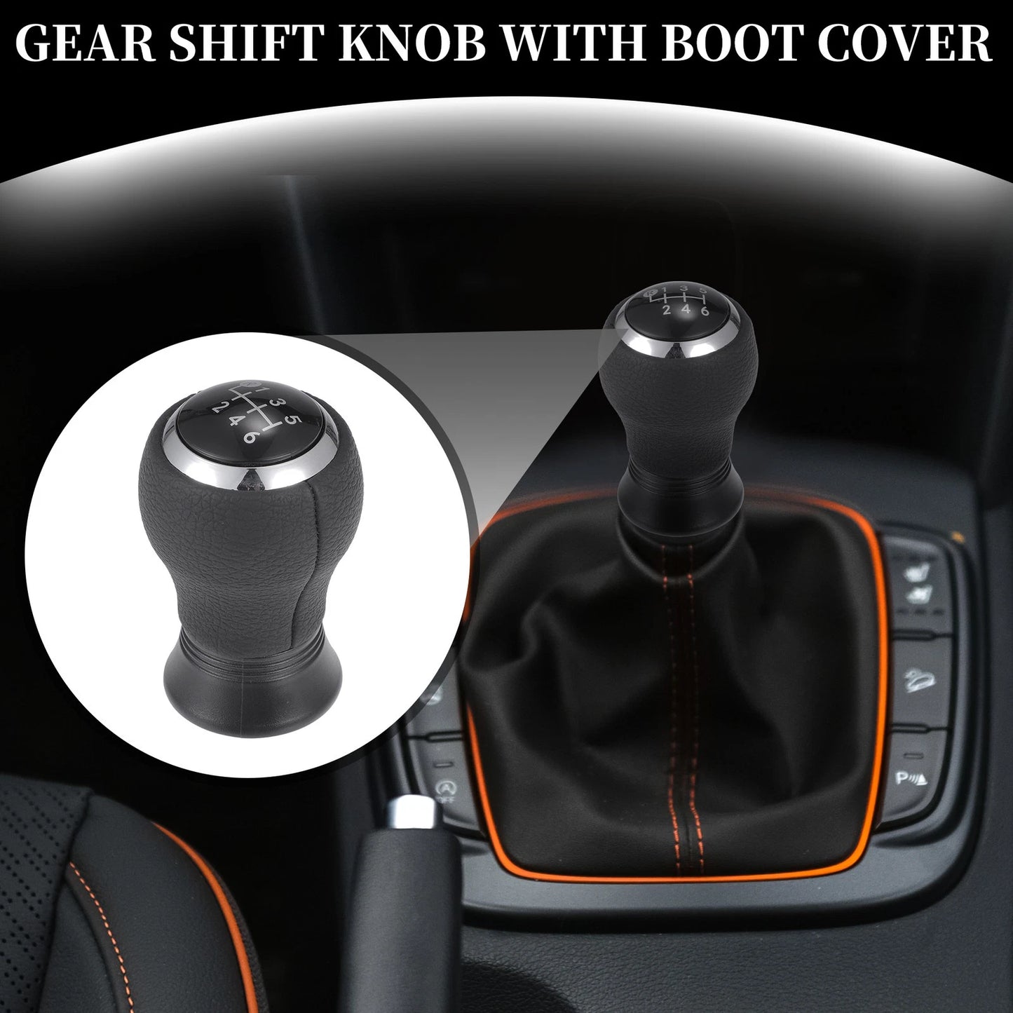 6 Speed Manual Gear Shift Knob for Toyota Yaris (2005-2010) - Faux Leather Black