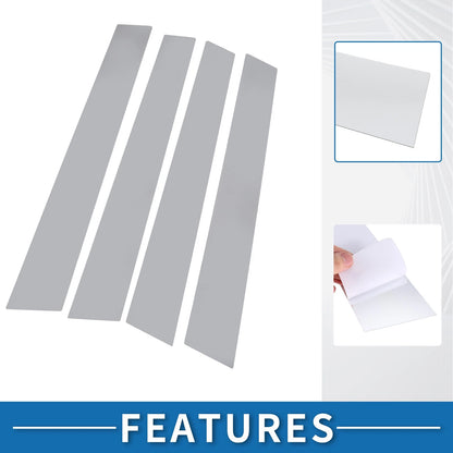 4 x Car Pillar Window Trim Covers for Porsche Panamera (10-16) Silver Tone