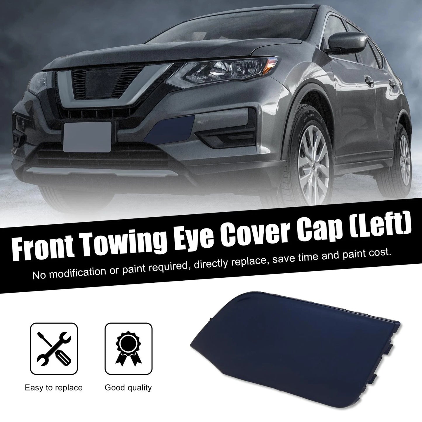 Blue Front Bumper Tow Hook Eye Cover for Nissan Rogue (2017-2020)