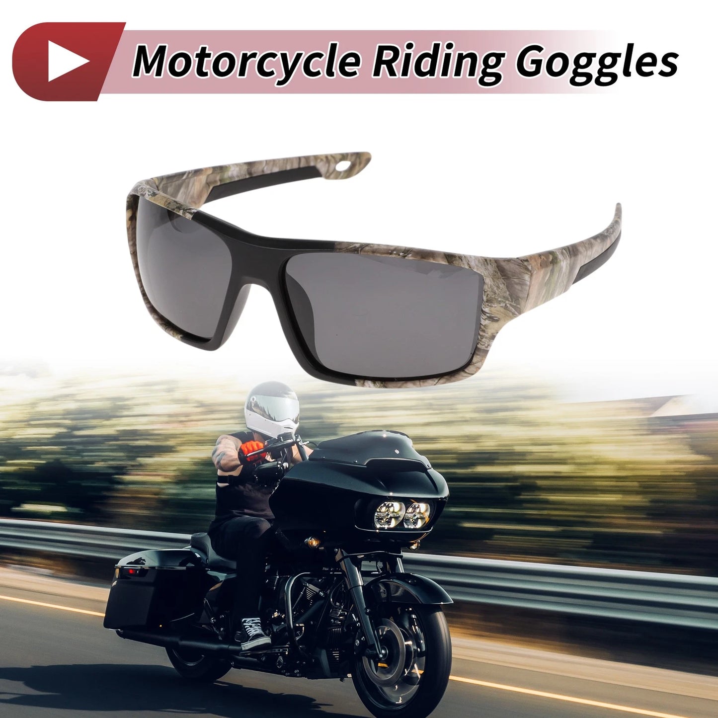 Motorcycle Riding Goggles Gray Lens Yellow Leaves Frame Tri-acetel Cellulose