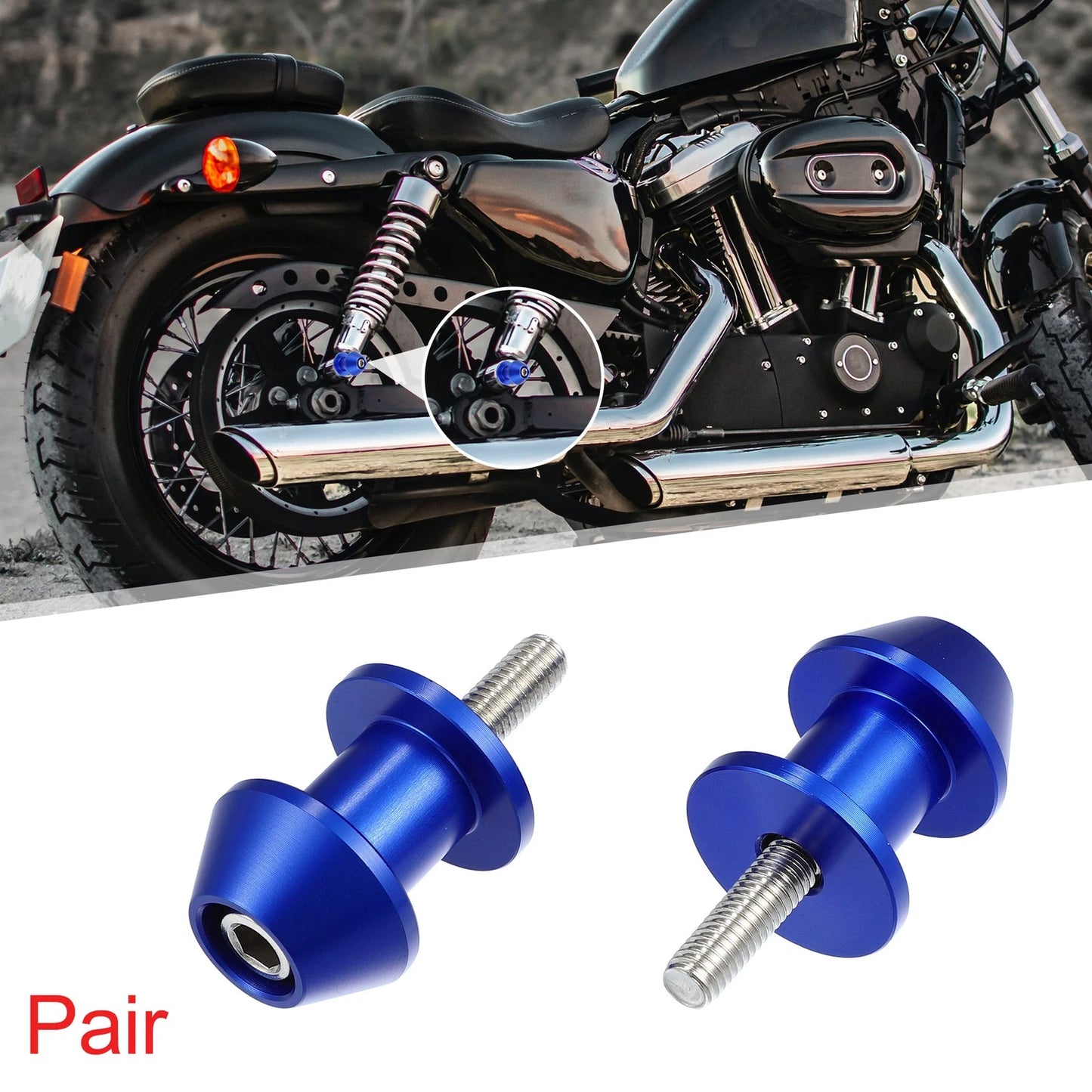 1 Pair 6mm M6x1.0 Blue Swing Arm Spools Sliders Stand for Yamaha