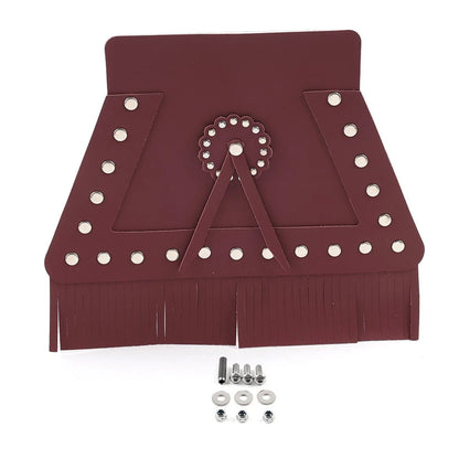 Leather Motorcycle Rear Fender Mud Flap Cover w/Fringe Red for Harley