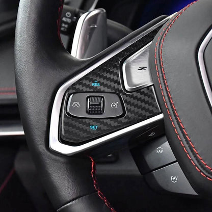 Carbon Fiber Steering Wheel Remote Control Button Cover Trim for Corvette C8