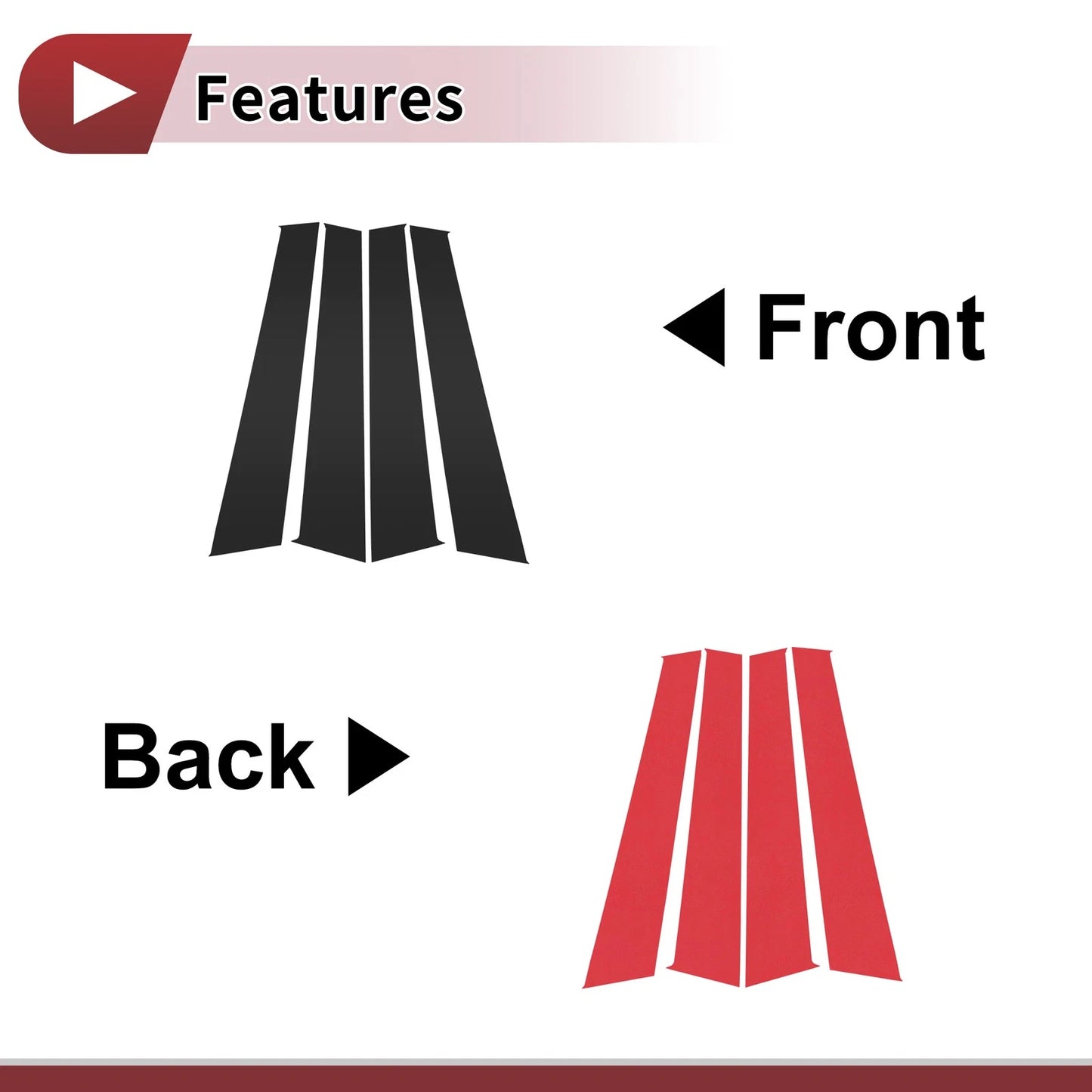 Black Front Left Right Door Pillar Window Trim for Peugeot 307 (2004-2013) 4 Pcs