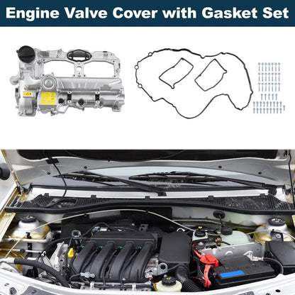 Engine Valve Cover & Gasket for BMW 528i (2012-2016) Silver Tone