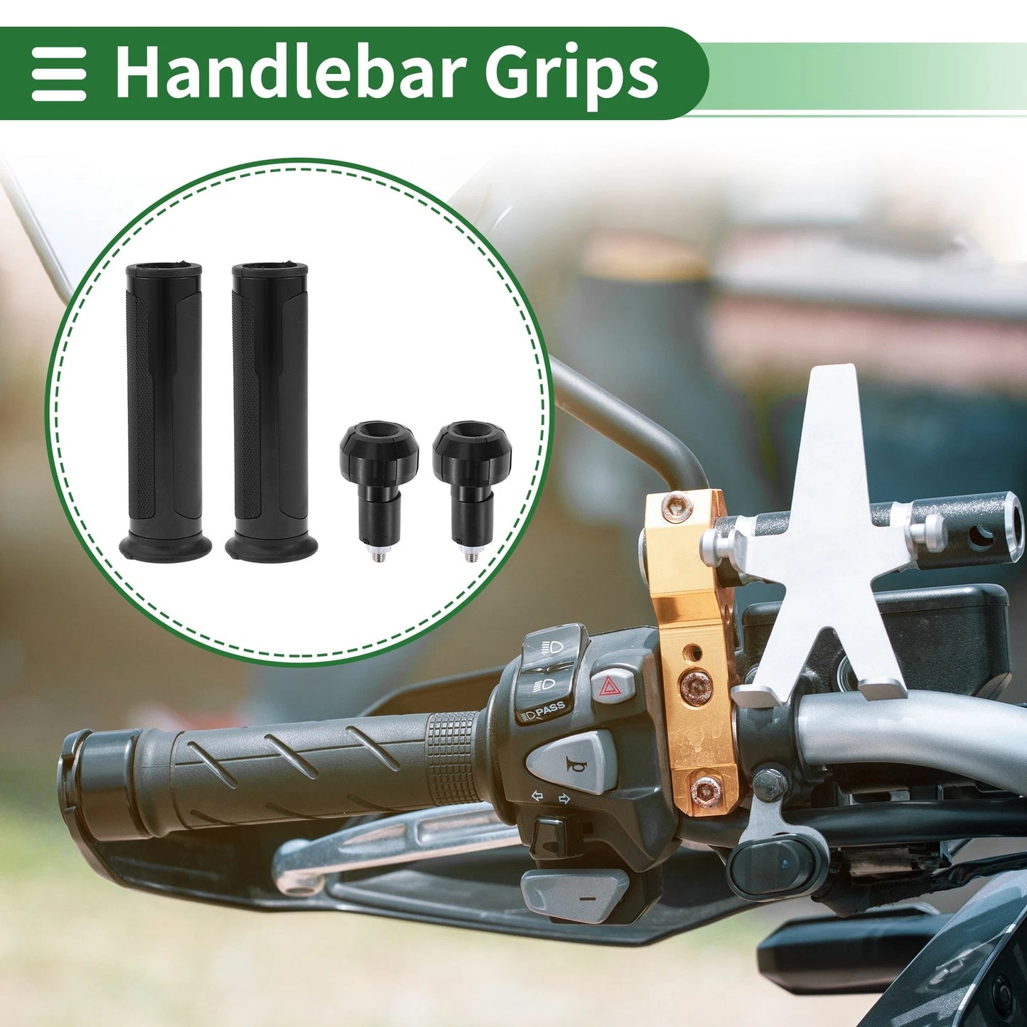 7/8" 22mm Hand Grips Cover for Motorcycle Handlebar Rubber Black