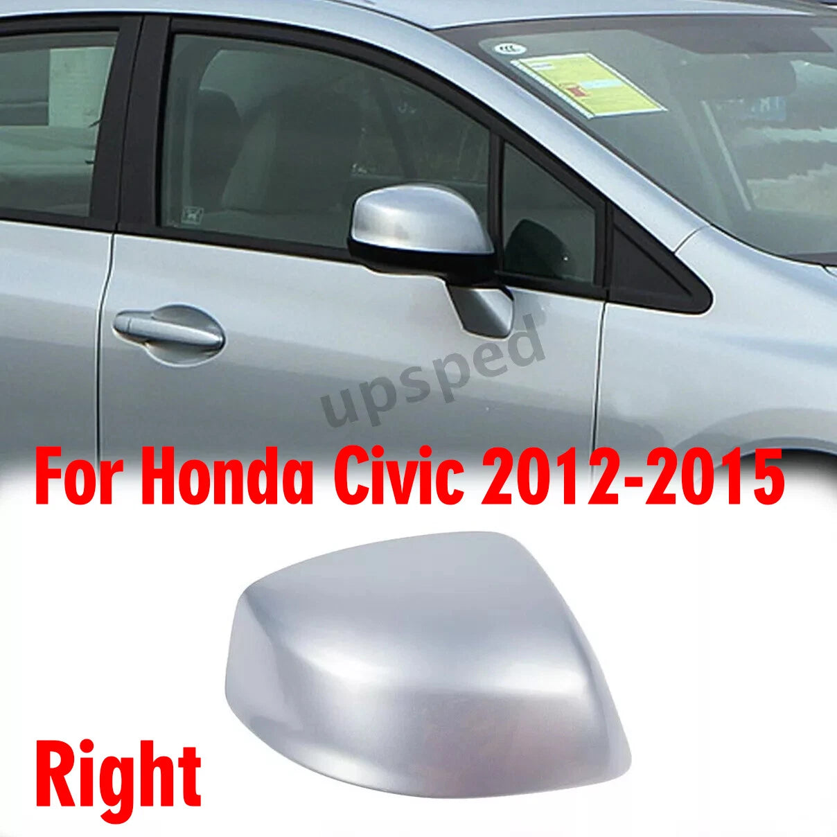 Silver Right Passenger Side Rearview Mirror Cap Cover for Honda Civic (2012–2015)