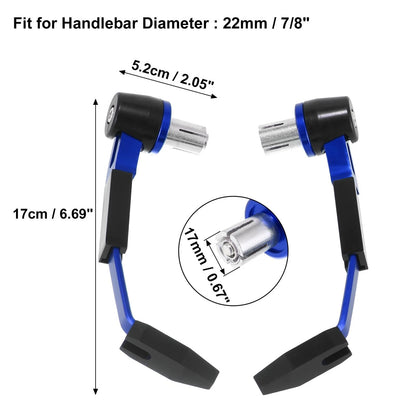 Pair Motorcycle Aluminum Alloy Brake Lever Hand Guard Protector 7/8" 22mm Blue