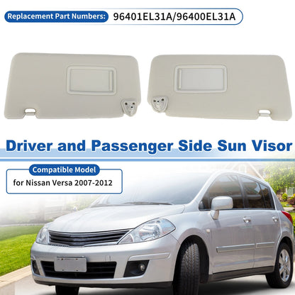 Driver & Passenger Sun Visors for Nissan Versa (2007-2012)