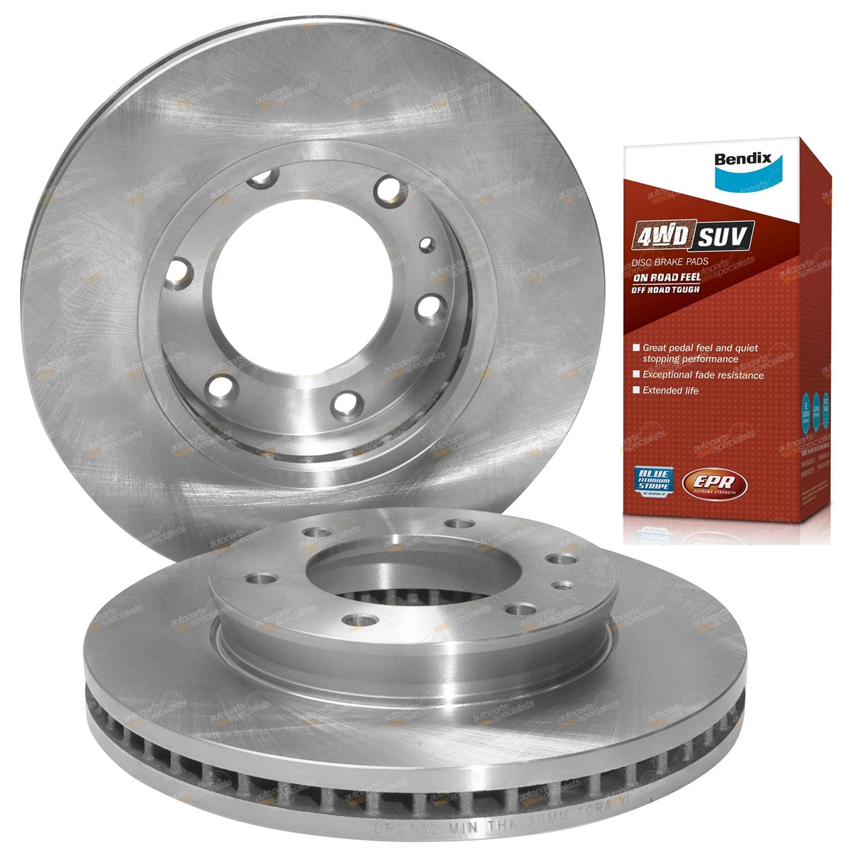 2x Front Disc Brake Rotors + 4WD Pads for Mazda BT-50 (2011 - 2019)