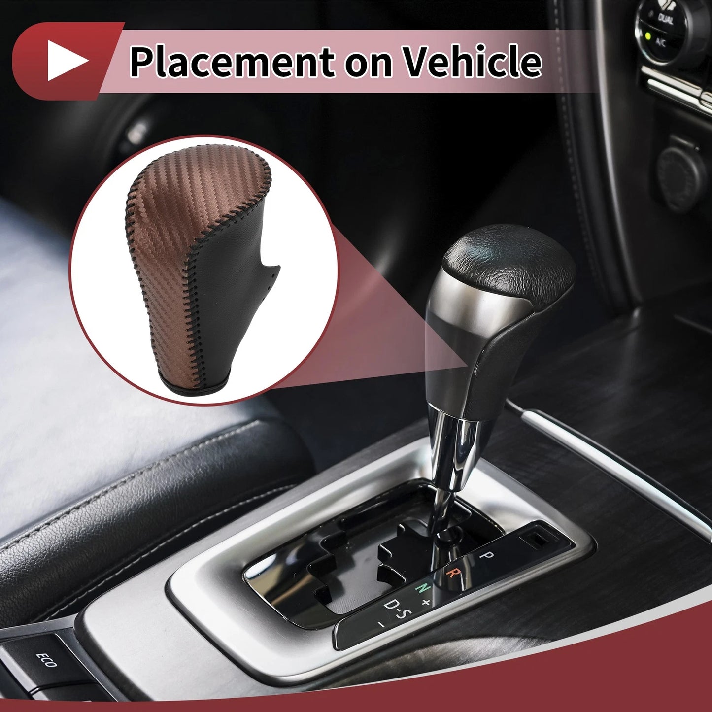 Brown Carbon Fiber Gear Shift Knob Cover for Honda Accord (2008-2012)