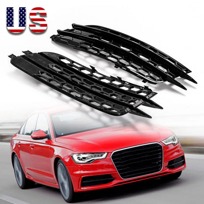 Honeycomb Fog Light Grille Mesh Covers for Audi A6 C7 Sedan (2012-2015) 2x