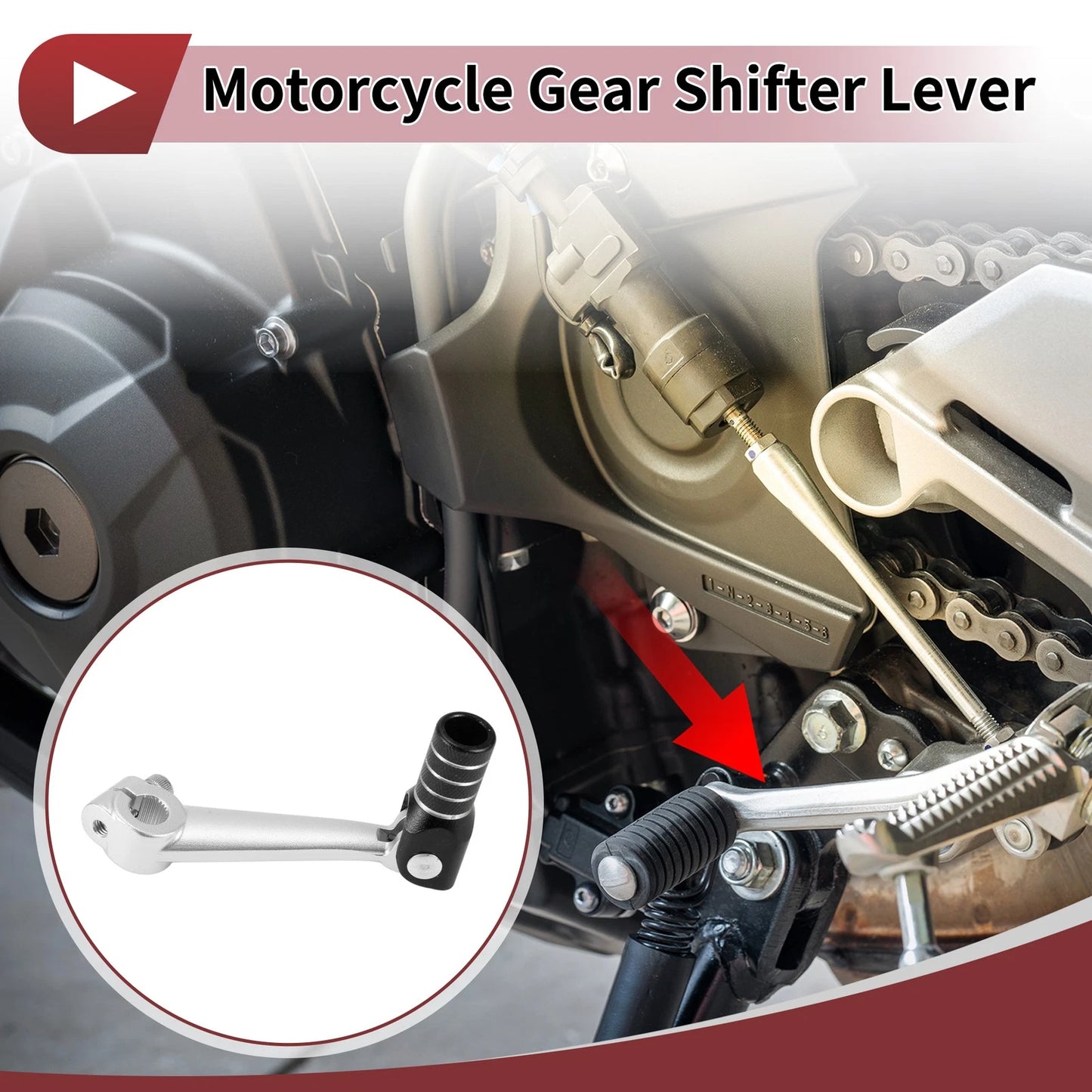 Folding Motorcycle Gear Shifter Lever - Silver Tone Black for Bosuer M5
