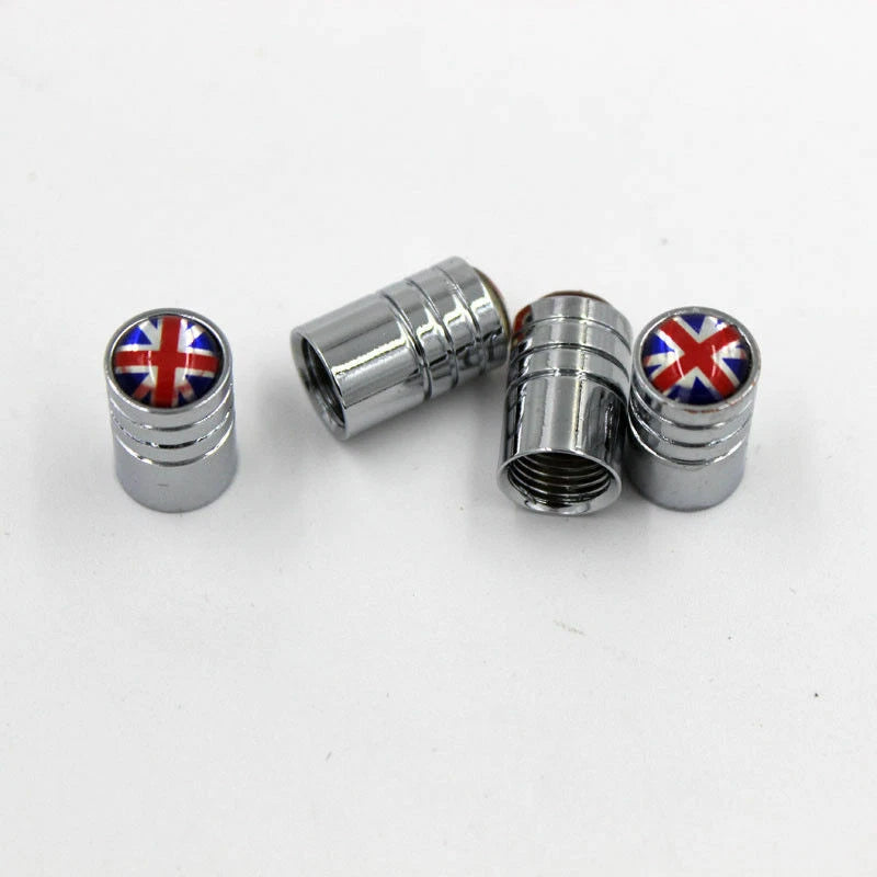 Union Jack Model Wheel Tire Tyre Valve Stem Air Cap Set Cover Universal