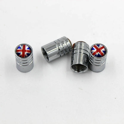 Union Jack Model Wheel Tire Tyre Valve Stem Air Cap Set Cover Universal