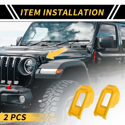 2 x Hood Latch Lock Catch Brackets Covers for Jeep Wrangler JL JLU (2018-2023)
