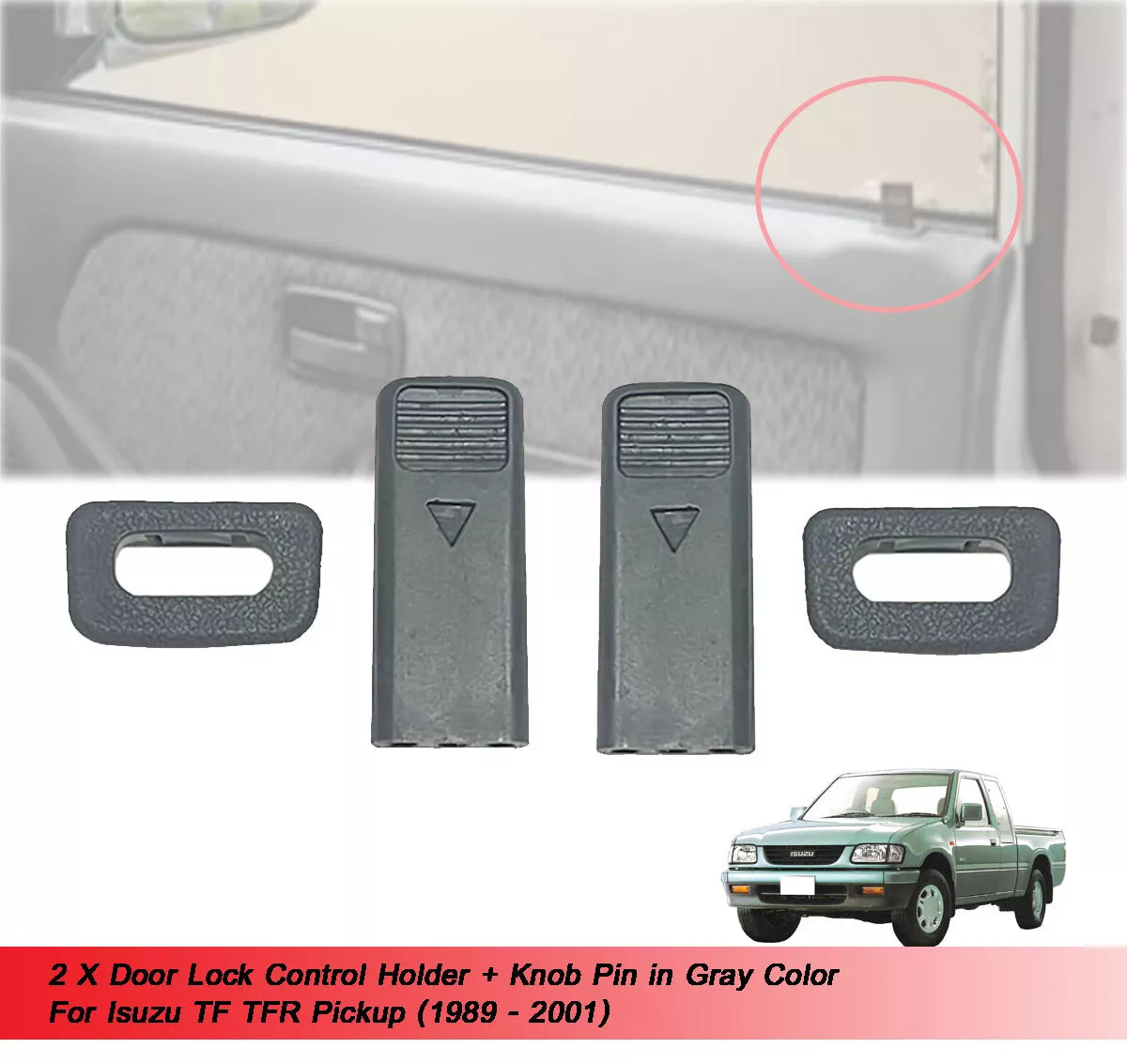 2 x Door Lock Knobs for Holden Rodeo (1989-2001)
