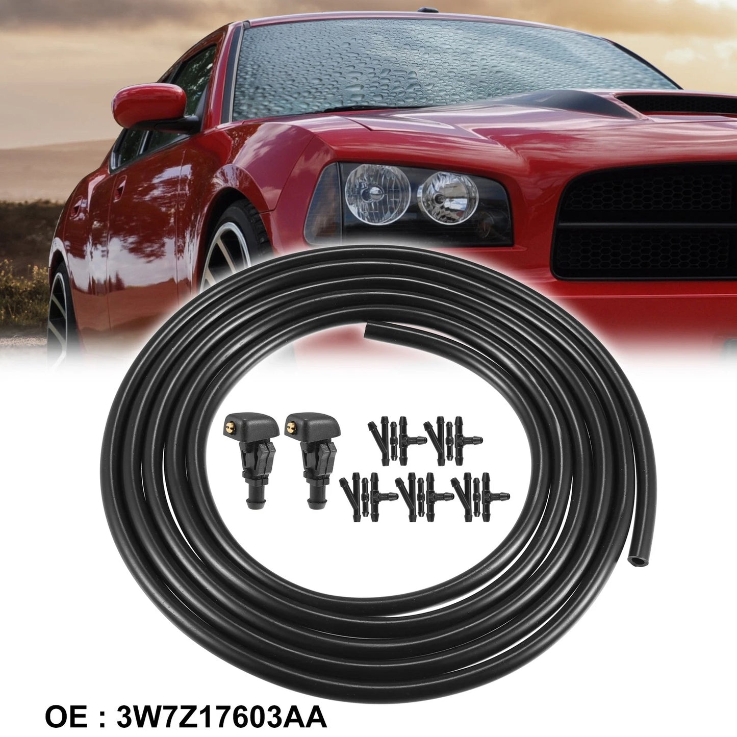 2 x Windshield Washer Nozzles & 2.5m Hose Kit for Ford F150 (2004-2013)
