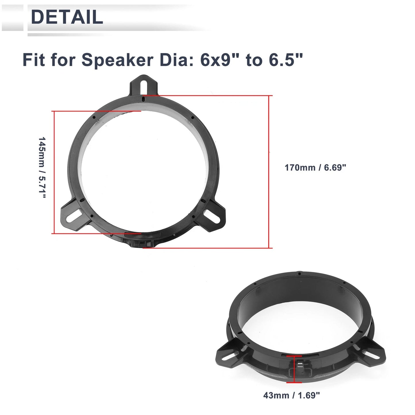 Speaker Spacer Ring Adaptor for Toyota 6"x9" to 6.5" (2)