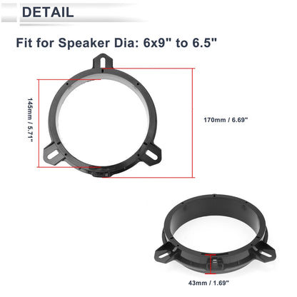 Speaker Spacer Ring Adaptor for Toyota 6"x9" to 6.5" (2)