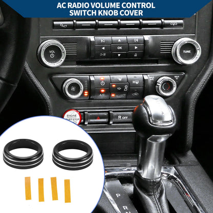 AC Climate Switch Knob Cover Ring for Ford Mustang (2015-2021)  Black