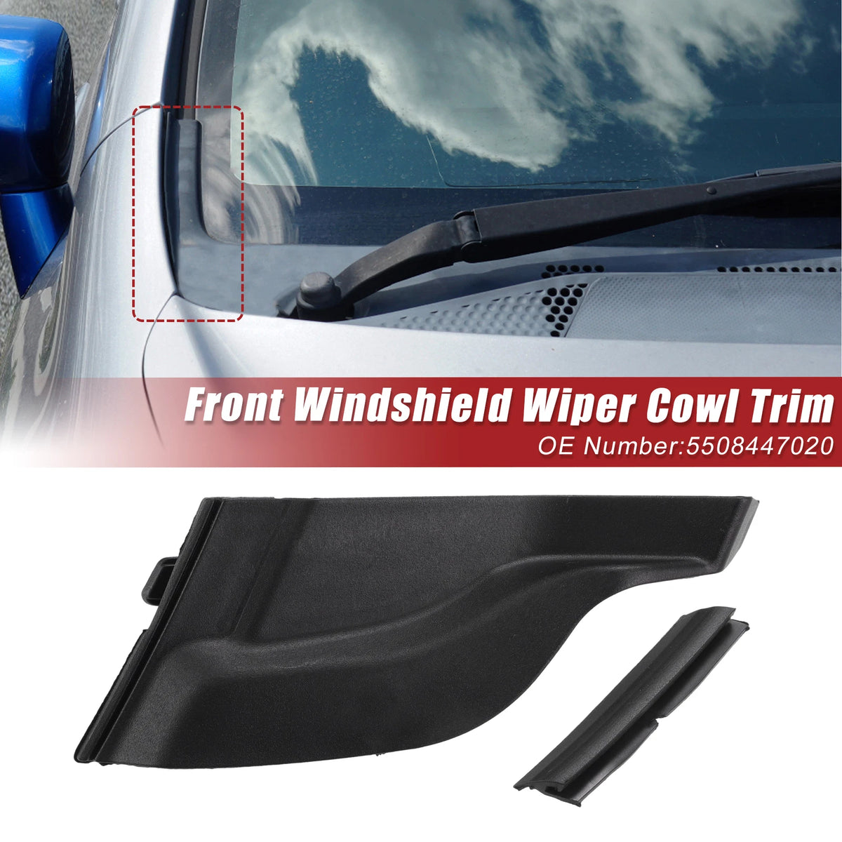 Right Windshield Wiper Cowl Cover Extension Trim for Toyota Prius (2010–2015)