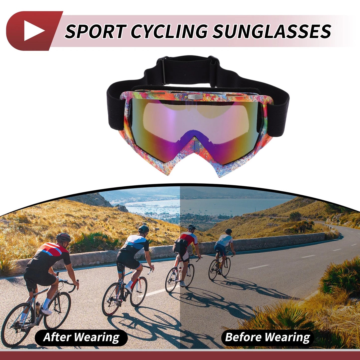 Motorcycle Riding Goggles Blue Purple Lens Colorful Frame PC TPU