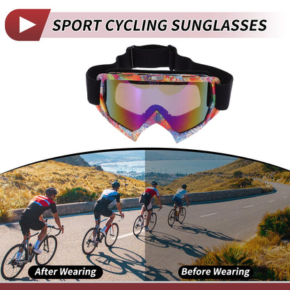 Motorcycle Riding Goggles Blue Purple Lens Colorful Frame PC TPU