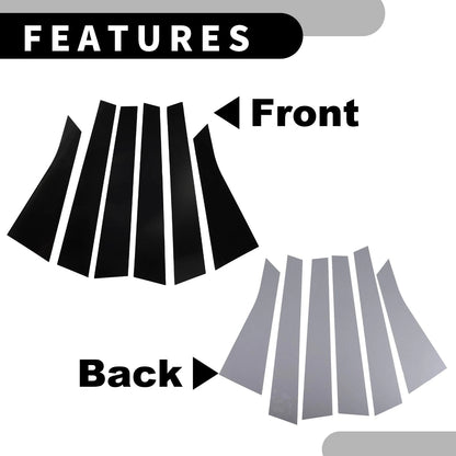 6 x Car Pillar Window Trim Covers for Chevrolet Impala (2006-2013) Black
